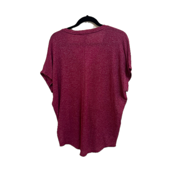 Express Pink V-Neck Knit Short Sleeve Top - Size M - Picture 2 of 4